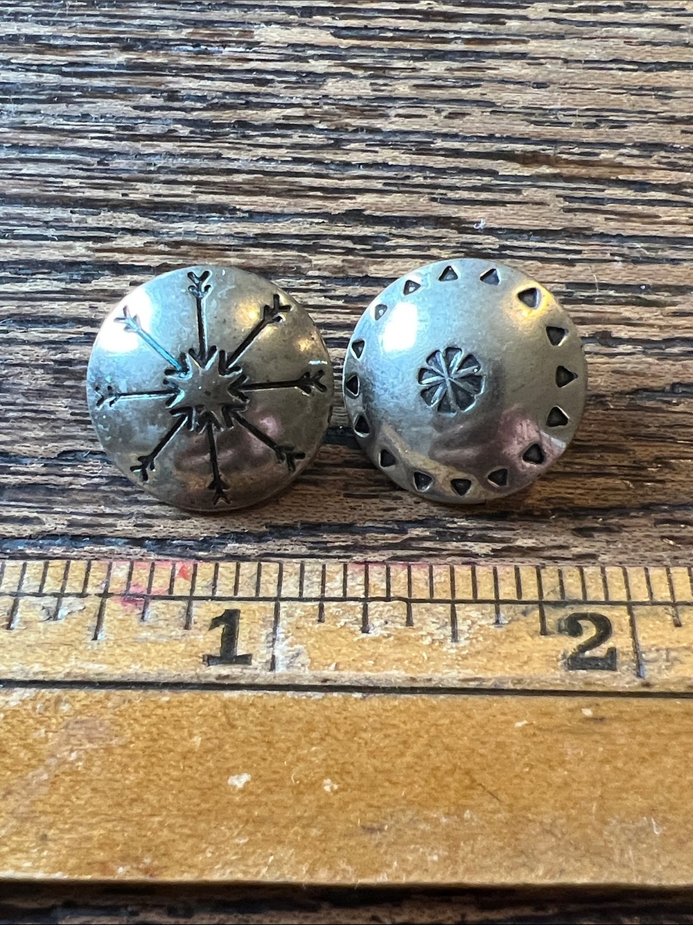 2 Vintage Native American Sterling Silver concho buttons